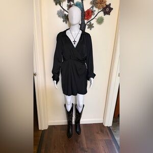 Black Wrap-Style Long Sleeve Dress by H&M